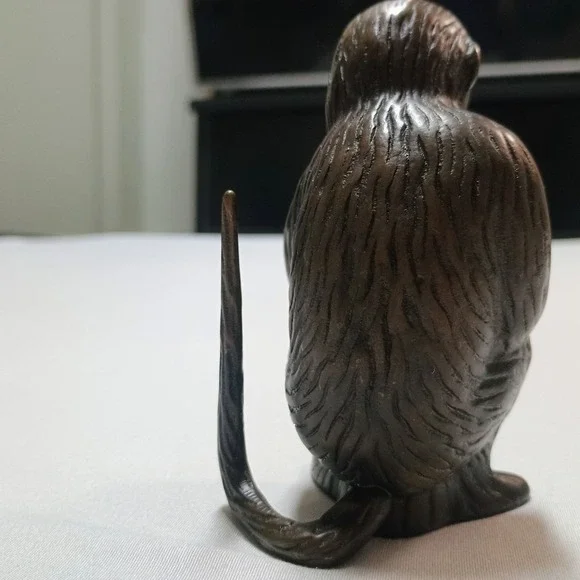 Levenger Vtg Bronze Brass Monkey Ape Ring Mail Letter Holder Paper Weight Desk - Picture 2 of 10